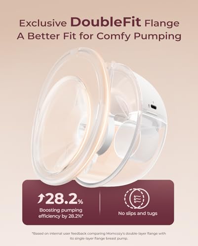 Momcozy M5 Lite Hands-Free Wearable Breast Pump, DoubleFit Flange for Baby-Like Comfort, 3 Modes & 9 Suction Levels, No Flange Insert or Hard Carry Case, 24mm, 2-Pack, Cozy Red - Image 4