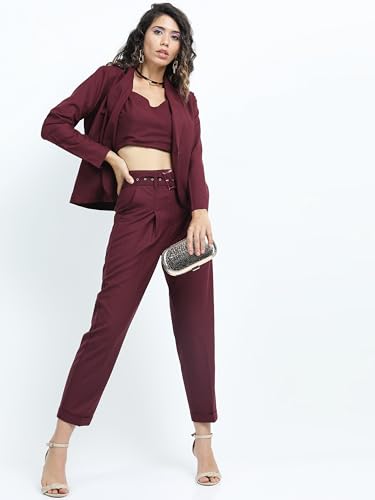 Image of Tokyo Talkies Women's Regular Fit Peg Trousers | Stretchable Trousers| High-Rise