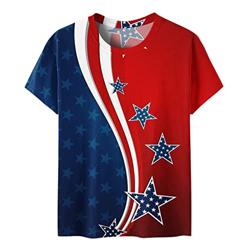 Graphic Tees For Women 4Th Of July Red White And Blue Shirt Cute Basic T-Shirts Pride Oversized Patriotic Blouses Custom Shirts Trendy Botton Up Tshirts Red Xl #TOP4