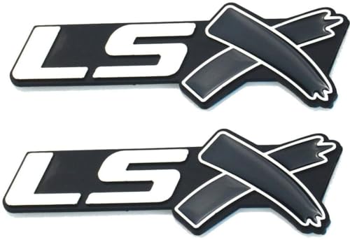 Image of 2 pcs LSX Emblem Badge 3D Self-Adhesive Nameplate Sticker Replacement for Camaro Corvette LS LT ZL SS Chrome Black