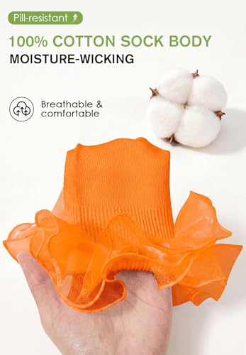 Image of Komorebi Big Ruffle Ankle Socks Women-Lace Frilly Cute Socks-Soft Cotton Girls Sock