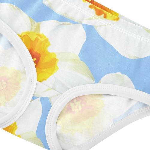 Toddler Underwear Custom 2t Cotton Panties Little Girl Funny Briefs Kids Undies White Daffodil Flowers Floral Blue4