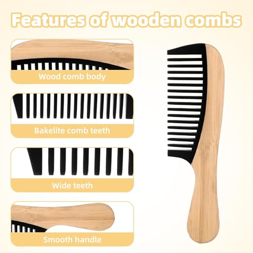 Peines de Madera de Dientes Anchos, Pack de 2 miniatura 4
