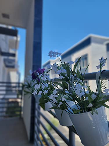 Garden4Life 6.25 Inch Large Iron Hanging Plant Pot Set - Planters For Indoor Plants & Outdoor Flora W/Drainage Hole, Detachable Hook - Ideal Balcony Planters Fence Railing Hanging Pots - 4Pcs White #TOP2