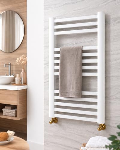 Badheizkörper Weiß 677x500 mm Wasserführend Handtuchheizkörper Badezimmer Wandmontage Modern 257W Unteranschluss