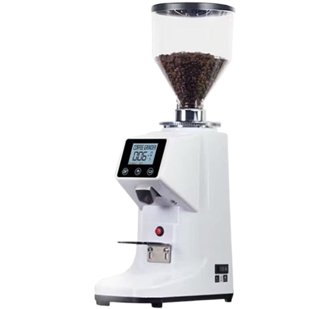 200w Molinillo Para Espresso Con 19 Ajustes De Molienda White-500g | Muela Plana 60mm,Pantalla Lcd,Tolva 250g/500g,Cuerpo De Aluminio,Espresso,Pour Over,Uso Comercial,Hogar