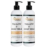 Beef Tallow & Goat Milk Shampoo and Conditioner Set - Handmade Hair Care for Thinning Relief, Sea Moss Shampoo and Conditioner, Thickening Formula for Hair Regrowth & Str (Shampoo & Conditioner 12 Oz)