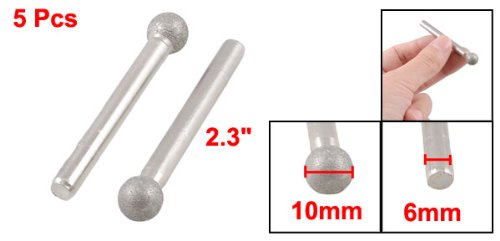 Sourcingmap 5 Pcs Round Ball Nose Diamond Mounted Point Grinding Bits 6mm x 10mm, Silver Tone - Image 2