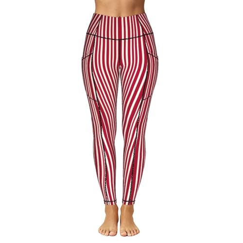 Leggings a cuadros rojos cómodos con bolsillos para evitar roces 2