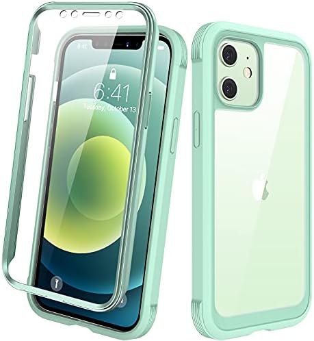 Diaclara Compatible with iPhone 12/12 Pro Case, 360° Full Body with Built-in Screen Protector Touch Sensitive Shockproof Bumper Case Cover Clear-Back Designed Compatible for iPhone 12 6.1"-Black