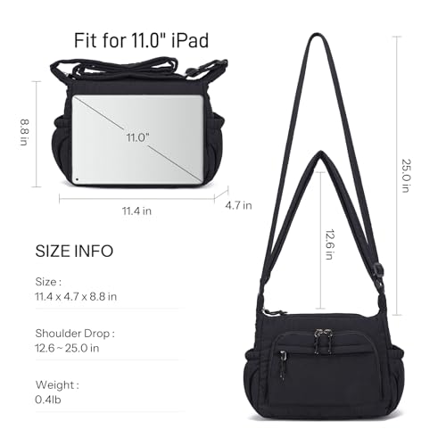 Medium Size Purses for Women Quilted Travel Purse with Multi Pockets Nylon Crossbody Bag for Ladies3