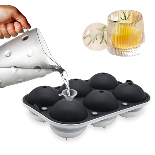 Moule à Glaçons Boule Rond 2.5in (6.35cm) - 6 Grandes Boules Avec Entonnoir - En Plastique Pour Boissons