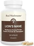 Real Mushrooms Gélules de Crinière de Lion - Extrait de Champignon Biologique Avec Propriétés Immunomodulatrices Antioxydants Supplément Cérébral Végétalien, 120