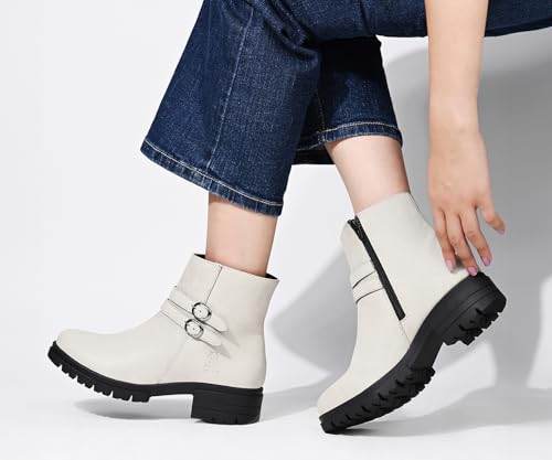 Image of LOUIS STITCH Women's Mid-Top Ankle Boots | Elegant Buckle Chelsea Boots with Zipper| Slip-On Boots for Women | Boot for Casual Outings| LSLD-CLBT