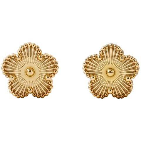 HighSpark Clover Earrings for Women | Hypoallergenic Gold Clover Stud Earrings | Lovely Gift - Gold Cover
