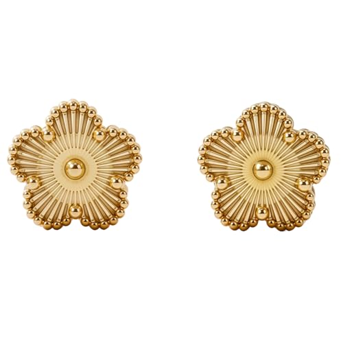 Gold Earrings for Women | Designer Gold Clover Stud Earrings | Lovely Gift - Gold