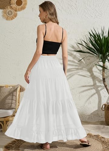 Women's Tiered Ruffle Boho Long Skirt Fall Chiffon Pleated Flowy Flared Maxi Skirt4