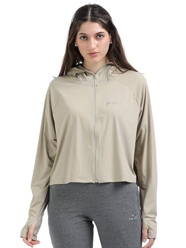 Image of FabSports Women's Croptop UV Protection Sun Screen Jacket, Full Zip Sun Protection Clothing, Lightweight with UPF 50+ Protection for Outdoors, with Pockets, Sun Protective Clothing for Women