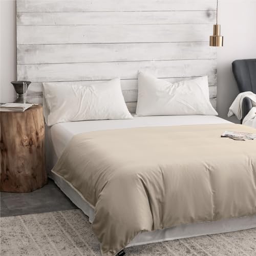 Image of ZonLi 60 inchx80 inch Khaki Duvet Cover, Oeko-texCertified 100% Cotton, Queen Size RemovableDuvet Cover for Weighted Blanket