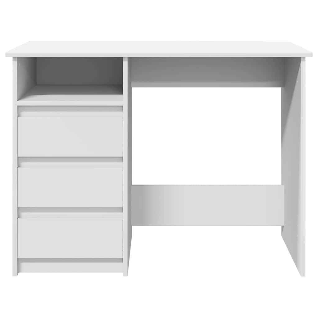 Biurko białe 102 x 50 x 75 cm z materiału drewnopochodnego, stół roboczy z dużym blatem do komputera i przyborów do pisania, wszechstronne zastosowanie do gabinetu i biura