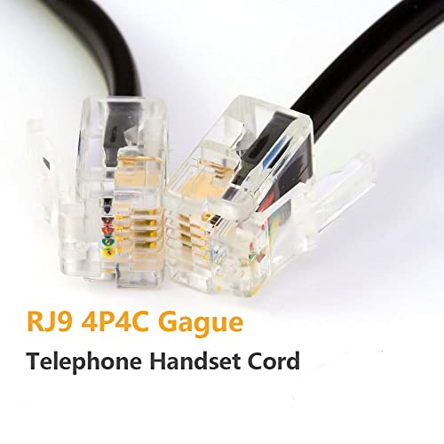 Image of Telephone Handset Cable,Phone receiver cable Coil Cord, RJ9 /RJ10 Cable,Landline Phone handset Spiral wire,Black, 1 Pack, (Ucoiled 8 Feet /2.5 M, 1)