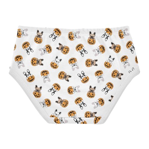 Little Girl Underwear Toddler Panties Kids Undies Halloween French Bulldogs Pumpkin Soft Cotton Briefs 2T-8Y2