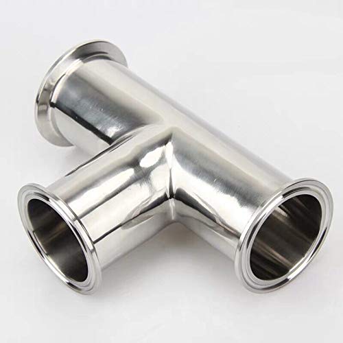 piezas 19 mm-108 mm O/D 304 férula sanitaria de acero inoxidable Conector en T de 3 vías Instalación de tuberías 1.5quot; -4quot; -51 mm x férula 64