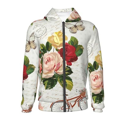 Vintage Flower Kid Hoodies Boys Zip Up Sweatshirts Girls Pullover with Pocket2