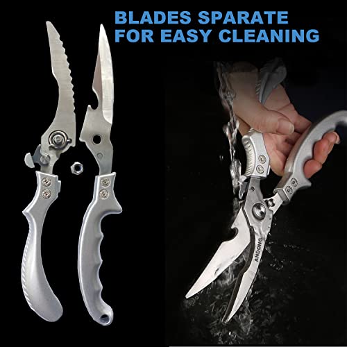Andong Poultry Shears Heavy Duty Professional,Kitchen Scissors Heavy Duty Dishwasher Safe,Kitchen Shears Heavy Duty Spring Loaded,Andong Utility Scissors Multipurpose Stainless Steel Meat Scissors+Sheath thumb #3