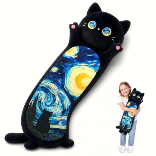 Imagen de Mewaii 50CM Largo Gato de Peluche Almohada Suave y Cómoda Peluche Gato Cojines de Felpa Perfectos para Regalo