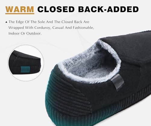 Image of ONCAI Mens Clog Slippers with Arch Support Stripe Faux Fur Cotton-Blend High-Density Memory Foam Warm House Slippers Slip-on Indoor Outdoor Rubber Sole Size 7-16