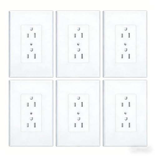 Image of ZEFTV 6 Pack Duplex Outlet Covers Wall Plates 1-Gang Switch Outlet Electrical Cover Plate Unbreakable Thermoplastic Faceplate for Light Receptacle Outlet Switch, White