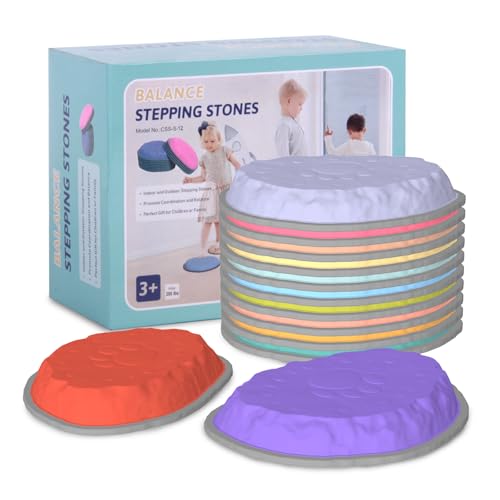 12Pcs Stepping Stones for Kids, Todder Ourdoor Toys, The Floor Is Lava Game for Kids Balance Toys, Indoor Obstacle Course for Toddler 1-3