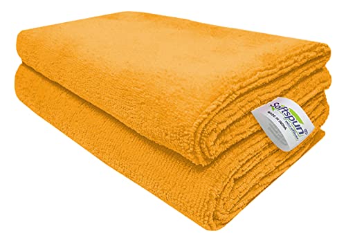 Image of SOFTSPUN MICROFIBER CAR CLEANING,DETAILING & POLISHING CLOTH - 40x60 CMS - GSM - 340ORANGE (2)