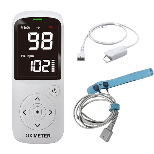 Palm Pulse Oximeter with Large Display Compatible with Finger & Baby/Infant Probes Real-Time SpO & Continuously tracking health data