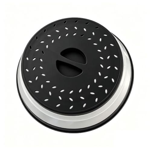 Image of Collapsible Microwave Splatter Cover (12.4 IN,black) | Microwave Plate Cover With Steam Vent