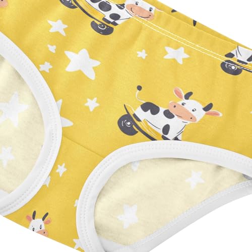 Wusikd Cow Riding Skateboards Girls' Underwear Cotton Cute Girls Briefs Soft Toddler Underwear 2T4