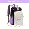 Cute Anime Style Backpack for Girls Cartoon Backpack for Teens Students Fashion School Bag with Pompom Charm (Black Purple) - Image 2