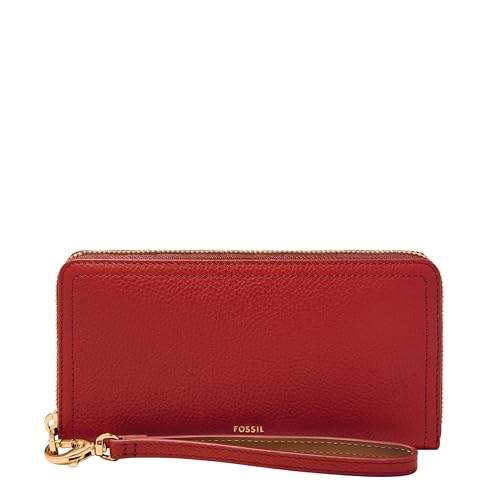 Image of Fossil Women's Logan Leather RFID-Blocking Zip Around Clutch Wallet with Wristlet Strap for Women