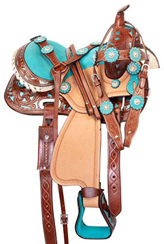 image for Acerugs Kids Quarter Horse Saddle Teal Pink Black Crystal Show Western