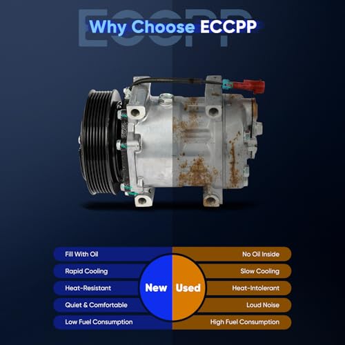 Image of ECCPP AC Compressor for Chevrolet C4500 Kodiak V8 6.6L 8.1L 2003-2009 | for Chevrolet C5500 C6500 C7500 C8500 Kodiak 7.8L 8.1L 2003-2009 Fast Cooling AC Compressor with Clutch Low Vibration