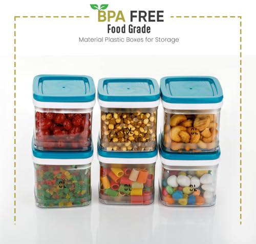 Image of 500 Ml Plastic Kitchen Storage Containers Set | Multipurpose Square Transparent BPA Free Pantry Organizer | Unbreakable Storage Jar with Push Cap Airtight Lid for Rice Dal (Pack Of 6)