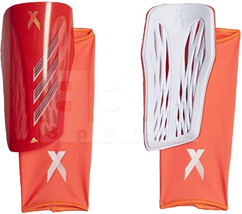 Protège-tibias absorbants Adidas X League rouge et jaune fluo