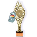 Larius Pokal (27 cm, 263g) – Personalisierbare Trophäe mit Steinsockel – Ideal für Turniere, Fussball, Kindergeburtstage, Mannschaften & Auszeichnungen - M4 (mit Wunschtext, Gold)