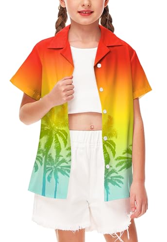 AOBUTE Unisex Kids Halloween Shirt Boys Button Down Short Sleeve Top Girls Holiday Party Golf Tee 5-14 Years4