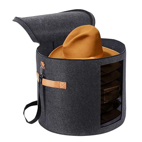 Naqqios CABTRA Voyage Pour Chapeaux, Boîte À Chapeaux Ronde 43 Cm X 50 Cm, Grande Boîte À Chapeaux Avec Rangement, Étui Voyage Avec Housse Anti-poussière, Rangement Pour Boîtes À Chapeaux