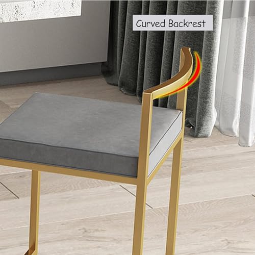 Tabouret de comptoir carré barre dossier bas assise grise 75 cm