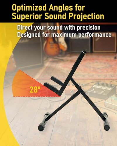 Image of Stage Rocker Heavy Duty Amp Stand for Guitar and Bass, 100 lbs Capacity, Fixed 28 Tilt for Optimal Sound Projection, Adjustable Height 17.7-19 inch, Black