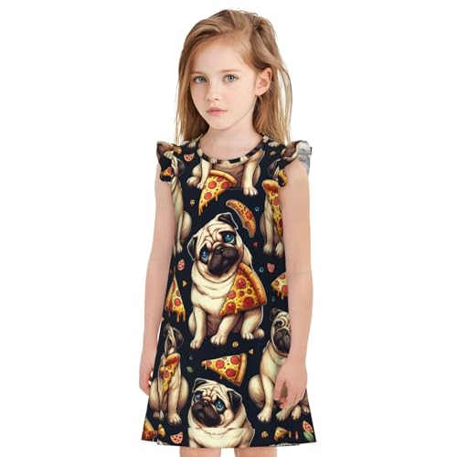 Augenstern Flutter Sleeve Nightgown Pug-Dogs-Yummy-Pizza Soft Sleepwear Nightdress3