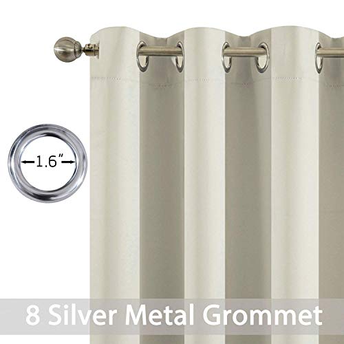 Yakamok Blackout Curtains Room Darkening Thermal Insulated Grommet top Window Curtains for Living Room, 52 x 72 Inch, Light Beige, Set of 2